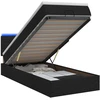 Otmana lova su matracsu ir LED Juoda 90 x 190 cm Audinys