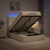 Otmana lova su matracsu ir LED Kreminė 120 x 200 cm Audinys