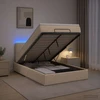 Otmana lova su matracsu ir LED Kreminė 120 x 190 cm Audinys