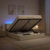 Otmana lova su matracsu ir LED Kreminė 140 x 190 cm Audinys