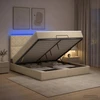 Otmana lova su matracsu ir LED Kreminė 140 x 190 cm Audinys
