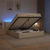 Otmana lova su matracsu ir LED Kreminė 180 x 200 cm Audinys