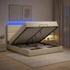 Otmana lova su matracsu ir LED Kreminė 180 x 200 cm Audinys