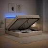 Otmana lova su matracsu ir LED Kreminė 200 x 200 cm Audinys