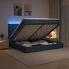 Otmana lova su matracsu ir LED Mėlyna 200 x 200 cm Audinys