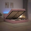 Otmana lova su matracsu ir LED Rožinė 140 x 190 cm Aksomas