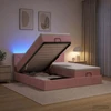Otmana lova su matracsu ir LED Rožinė 200 x 200 cm Aksomas