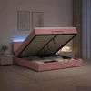 Otmana lova su matracsu ir LED Rožinė 200 x 200 cm Aksomas