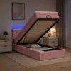 Otmana lova su matracsu ir LED Rožinė 90 x 200 cm Aksomas