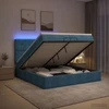 Otmana lova su matracsu ir LED Tamsi mėlyna 200 x 200 cm