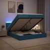Otmana lova su matracsu ir LED Tamsi mėlyna 160 x 200 cm