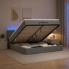 Otmana lova su matracsu ir LED Tamsiai pilka 200 x 200 cm