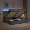 Otmana lova su matracsu ir LED Tamsiai pilka 200 x 200 cm