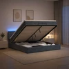 Otmana lova su matracsu ir LED Tamsiai pilka 200 x 200 cm