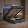 Otmana lova su matracsu ir LED Tamsiai pilka 120 x 200 cm