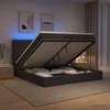 Otmana lova su matracsu ir LED Tamsiai rudas 200 x 200 cm