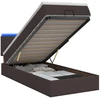 Otmana lova su matracsu ir LED Tamsiai rudas 90 x 200 cm
