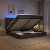 Otmana lova su matracsu ir LED Tamsiai rudas 200 x 200 cm
