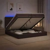 Otmana lova su matracsu ir LED Tamsiai rudas 200 x 200 cm