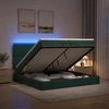 Otmana lova su matracsu ir LED Tamsiai žalia 200 x 200 cm