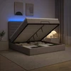 Otmana lova su matracsu ir LED Taupe 180 x 200 cm Audinys