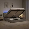 Otmana lova su matracsu ir LED Taupe 200 x 200 cm Audinys