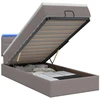 Otmana lova su matracsu ir LED Taupe 90 x 190 cm Audinys