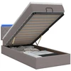 Otmana lova su matracsu ir LED Taupe 90 x 200 cm Audinys