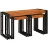 Suklijuotas stalas 3 pcs Kietos akacijos medienos ir metalo