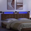 Pakabinamas lovos galvūgalis Su LED šviesa Ruda Dirbtinė oda