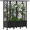 Pakeltas lovas su trelėmis ir stogu Juoda 163,5 x 40 x 142 cm