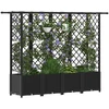 Pakeltas lovas su trelėmis ir stogu Juoda 202 x 40 x 136 cm PP