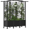 Pakeltas lovas su trelėmis ir stogu Juoda 163 x 40 x 144 cm PP