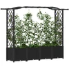 Pakeltas lovas su trelėmis ir stogu Juodas 204 x 40 x 141 cm PP