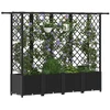 Pakeltas lovas su trelėmis ir stogu Juodas 202 x 40 x 138 cm PP