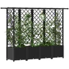 Pakeltas lovas su trelėmis ir stogu Juodas 203 x 40 x 138 cm PP