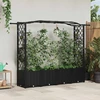 Pakeltas lovas su trelėmis ir stogu Juodas 204 x 40 x 141 cm PP