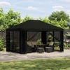 Pavėsinė 4 × 3 m Juoda Poliesteris ir plienas 190 gsm
