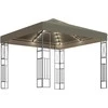 Pavėsinė su lempučių girliandomis LED, taupe, 3x3m