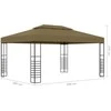 Pavėsinė su lempučių girliandomis LED, taupe, 3x4m, 180g/m²