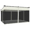 Pavėsinė su tinklelio sienelėmis, kreminė spalva, 4x3m, plieno