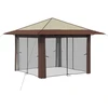 Paviljonas su 4 šoninėmis sienomis 3,3 x 3,3 m Kremas ir rudas