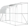 Prie sienos esantis vištų narvas Sidabrinė 400 x 150 x 215 cm