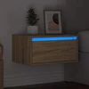 TV staliukas Prie sienos montuojama naktinė spintelė su LED, ąžuolo