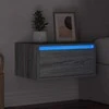 TV staliukas Prie sienos montuojama naktinė spintelė su LED, pilka ąžuolo