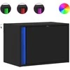 Prie sienos montuojama naktinė spintelė su LED, juoda