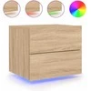 Prie sienos montuojama naktinė spintelė su LED, ąžuolo