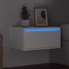 Prie sienos montuojama naktinė spintelė su LED, balta