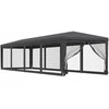 Proginė palapinė su 10 tinklinių sienų, antracito, 3x12m, HDPE