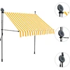 Rankinė ištraukiama markizė su LED, balta ir oranžinė, 100cm